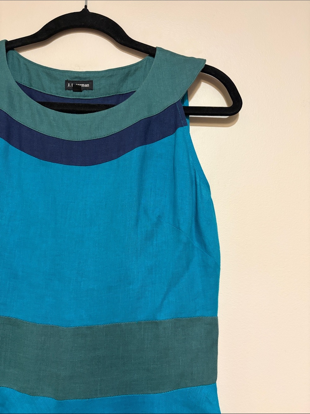 J Petermen | Linen Fit & Flare midi dress Women’s size 6 stripe color block EUC - Picture 2 of 7